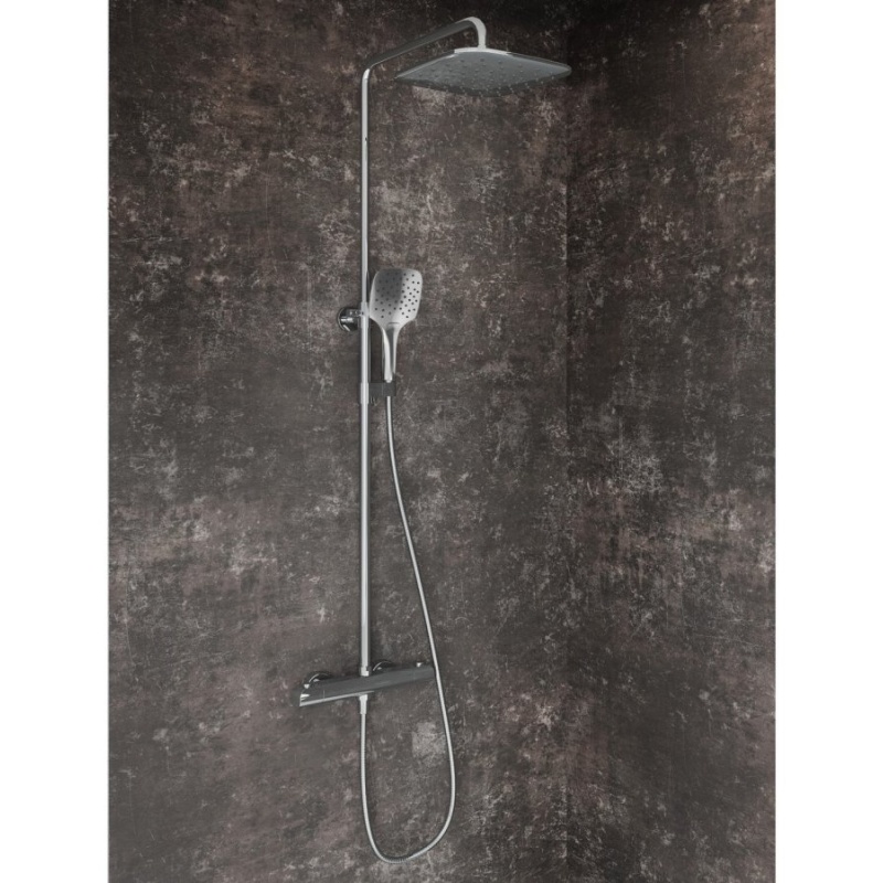 Ravak FL 091.20BL Sprchový sloup s termostatickou baterií, posuvný, se sprchovým setem, černá čierna