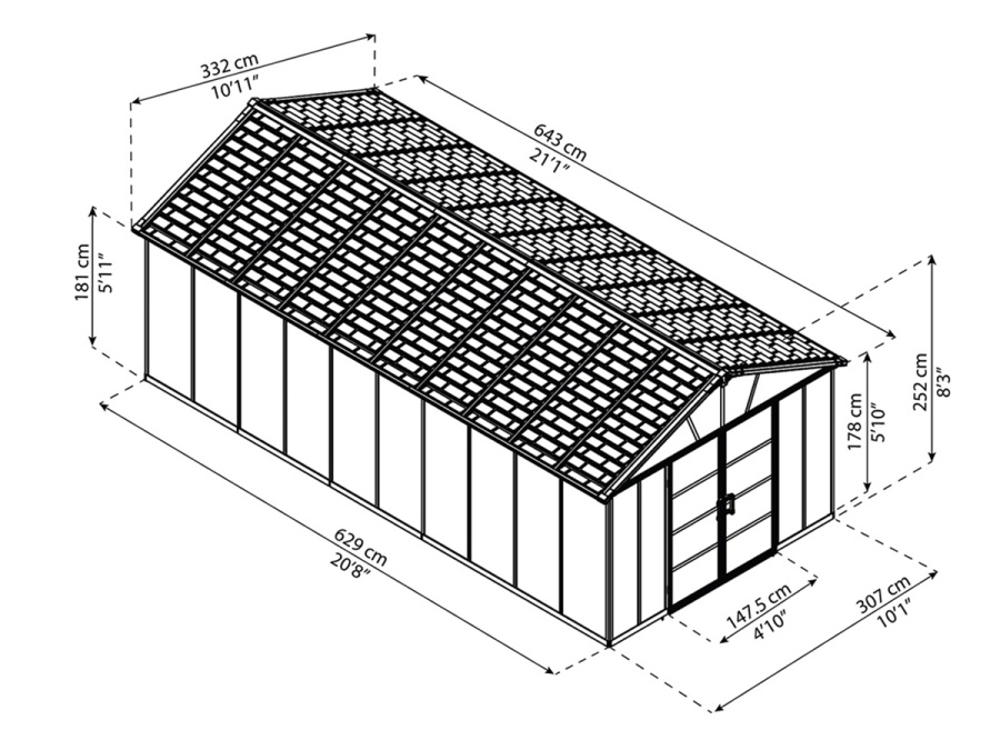 Zahradní domek prodloužení Palram Yukon