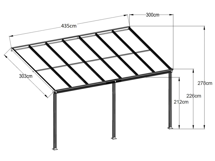 Hliníková pergola + číry PC Lanit Plast Wall
