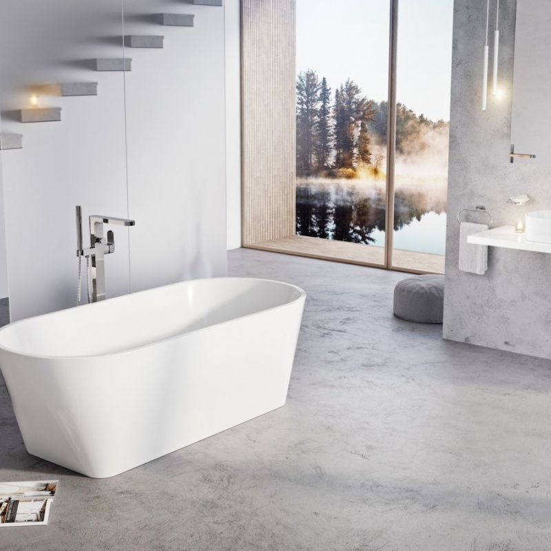 Ravak Vana Solo 178x80, volně stojící, bílá, krytka přepadu a odtoku černá bílá